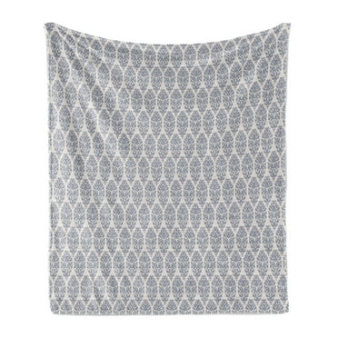 Abstract Soft Flannel Fleece Throw Blanket, Eastern Pattern of Shapes and Dots, Cozy Plush for Indoor and Outdoor Use, 50" x 60", Champagne Pale Eggplant, by Ambesonne