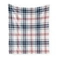 thumbnail image 1 of Abstract Soft Flannel Fleece Throw Blanket, English Style Tartan Motif Old Fashioned Cultural Striped Display, Cozy Plush for Indoor and Outdoor Use, 60" x 80", Violet Blue Orange White, by Ambesonne, 1 of 6