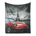thumbnail image 1 of Abstract Soft Flannel Fleece Throw Blanket, European Honeymoon Romantic City Paris Eiffel Tower Italian Car, Cozy Plush for Indoor and Outdoor Use, 60" x 80", Charcoal Grey White, by Ambesonne, 1 of 5