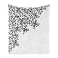 thumbnail image 1 of Abstract Soft Flannel Fleece Throw Blanket, Floral Vignette Design Swirled Rococo Style Ornament Nature Pattern, Cozy Plush for Indoor and Outdoor Use, 50" x 70", Black and White, by Ambesonne, 1 of 5