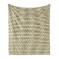 thumbnail image 1 of Abstract Soft Flannel Fleece Throw Blanket, Geometric Pattern of Zigzags and Horizontal Stripes Chevron, Cozy Plush for Indoor and Outdoor Use, 50" x 60", Eggshell Dark Yellow, by Ambesonne, 1 of 5