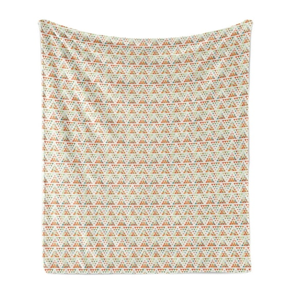 Abstract Soft Flannel Fleece Throw Blanket, Geometric Shapes Pattern Triangular Formations Modern Retro Design Earth Tones, Cozy Plush for Indoor and Outdoor Use, 60" x 80", Multicolor, by Ambesonne