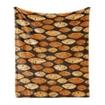 thumbnail image 1 of Abstract Soft Flannel Fleece Throw Blanket, Geometrical Pattern with Orange Watercolor Shapes Spots Waves Hand Drawn Art, Cozy Plush for Indoor and Outdoor Use, 70" x 90", Orange Brown, by Ambesonne, 1 of 6