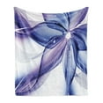 thumbnail image 1 of Abstract Soft Flannel Fleece Throw Blanket, Geometrical Smoke Like Striped Huge Flower Floral Design Work of Art, Cozy Plush for Indoor and Outdoor Use, 60" x 80", Purple White and Blue, by Ambesonne, 1 of 5