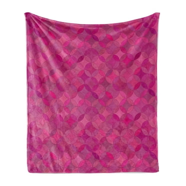 Abstract Soft Flannel Fleece Throw Blanket, Geometrical Theme Star Patterns from Circular Shapes, Cozy Plush for Indoor and Outdoor Use, 60" x 80", Dark Magenta Magenta, by Ambesonne