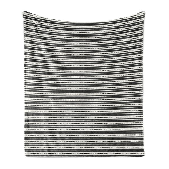 Abstract Soft Flannel Fleece Throw Blanket, Grunge Pattern Image of Horizontal Stripes and Repeated Dots, Cozy Plush for Indoor and Outdoor Use, 50" x 70", Off White and Charcoal Grey, by Ambesonne