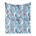 thumbnail image 1 of Abstract Soft Flannel Fleece Throw Blanket, Grunge Retro Pattern with Circles Large Dots Rounds Artwork, Cozy Plush for Indoor and Outdoor Use, 50" x 60", Pale and Sky Blue Mauve, by Ambesonne, 1 of 6