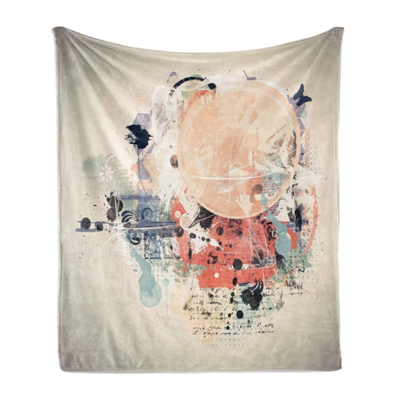 Abstract Soft Flannel Fleece Throw Blanket, Grunge Textured Mix Collage Murky Tone Effects Watercolor Design, Cozy Plush for Indoor and Outdoor Use, 50" x 70", Multicolor, by Ambesonne
