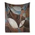 thumbnail image 1 of Abstract Soft Flannel Fleece Throw Blanket, Grunge Vintage Style Contemporary Circular Round Geometric Artwork, Cozy Plush for Indoor and Outdoor Use, 50" x 60", Umber Slate Blue, by Ambesonne, 1 of 6