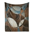 thumbnail image 1 of Abstract Soft Flannel Fleece Throw Blanket, Grunge Vintage Style Contemporary Circular Round Geometric Artwork, Cozy Plush for Indoor and Outdoor Use, 70" x 90", Umber Slate Blue, by Ambesonne, 1 of 6