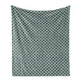 thumbnail image 1 of Abstract Soft Flannel Fleece Throw Blanket, Hand Drawn Style Pattern with Round Shapes Squares Simple Mosaic, Cozy Plush for Indoor and Outdoor Use, 60" x 80", Petrol Blue Redwood, by Ambesonne, 1 of 5