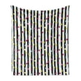thumbnail image 1 of Abstract Soft Flannel Fleece Throw Blanket, Hand Drawn Vertical Monochrome Stripes Background with Colorful Dotted Pattern, Cozy Plush for Indoor and Outdoor Use, 60" x 80", Multicolor, by Ambesonne, 1 of 5
