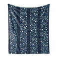 thumbnail image 1 of Abstract Soft Flannel Fleece Throw Blanket, Little Dots Circles in Different Shades on Striped Bands Illustration, Cozy Plush for Indoor and Outdoor Use, 50" x 70", Indigo Violet Blue, by Ambesonne, 1 of 5