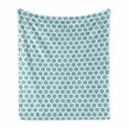 thumbnail image 1 of Abstract Soft Flannel Fleece Throw Blanket, Little Geometric Circles Forming Flowers Shapes Round Modern Design, Cozy Plush for Indoor and Outdoor Use, 50" x 60", Teal White, by Ambesonne, 1 of 5