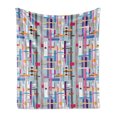 thumbnail image 1 of Abstract Soft Flannel Fleece Throw Blanket, Minimalist Modern Art Pattern with Stripes and Rectangles Geometric Arrangement, Cozy Plush for Indoor and Outdoor Use, 50" x 70", Multicolor, by Ambesonne, 1 of 5