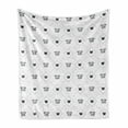 thumbnail image 1 of Abstract Soft Flannel Fleece Throw Blanket, Minimalist Modern Motif Crowns and Dots Graphic Design, Cozy Plush for Indoor and Outdoor Use, 70" x 90", Black White, by Ambesonne, 1 of 5