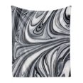 thumbnail image 1 of Abstract Soft Flannel Fleece Throw Blanket, Mix of White and Black Hallucinatory and Surreal Liquid Marble Graphic Artwork, Cozy Plush for Indoor and Outdoor Use, 70" x 90", Grey, by Ambesonne, 1 of 6