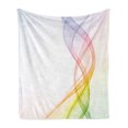 thumbnail image 1 of Abstract Soft Flannel Fleece Throw Blanket, Modern and Cool Smoke Wavy Like Design with Rainbow Alike Detailed Work of Art, Cozy Plush for Indoor and Outdoor Use, 60" x 80", Multicolor, by Ambesonne, 1 of 5