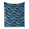 thumbnail image 1 of Abstract Soft Flannel Fleece Throw Blanket, Modern Demonstration of Geometric Triangles on Dark Tone Background Shapes Art, Cozy Plush for Indoor and Outdoor Use, 60" x 80", Royal Blue, by Ambesonne, 1 of 5