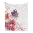 thumbnail image 1 of Abstract Soft Flannel Fleece Throw Blanket, Modern Floral Design with Burts and Leaves Detailed Romantic Image, Cozy Plush for Indoor and Outdoor Use, 50" x 70", Pink Purple and Orange, by Ambesonne, 1 of 5