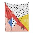 thumbnail image 1 of Abstract Soft Flannel Fleece Throw Blanket, Modern Geometric Trippy Triangles Cubes Circles Rollers Dots Print, Cozy Plush for Indoor and Outdoor Use, 60" x 80", Multicolor, by Ambesonne, 1 of 6