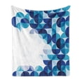 thumbnail image 1 of Abstract Soft Flannel Fleece Throw Blanket, Modern Geometrical Circled Pattern Plain Background Artwork, Cozy Plush for Indoor and Outdoor Use, 50" x 70", Dark Blue White and Blue, by Ambesonne, 1 of 5