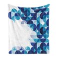 thumbnail image 1 of Abstract Soft Flannel Fleece Throw Blanket, Modern Geometrical Circled Pattern Plain Background Artwork, Cozy Plush for Indoor and Outdoor Use, 60" x 80", Dark Blue White and Blue, by Ambesonne, 1 of 5