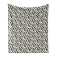 thumbnail image 1 of Abstract Soft Flannel Fleece Throw Blanket, Modern Stripes and Checkered Squares of Different Sizes Composition, Cozy Plush for Indoor and Outdoor Use, 50" x 70", Cream Pale Grey Black, by Ambesonne, 1 of 5