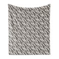 thumbnail image 1 of Abstract Soft Flannel Fleece Throw Blanket, Modern Stripes and Checkered Squares of Different Sizes Composition, Cozy Plush for Indoor and Outdoor Use, 70" x 90", Cream Pale Grey Black, by Ambesonne, 1 of 5