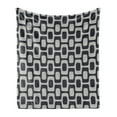 thumbnail image 1 of Abstract Soft Flannel Fleece Throw Blanket, Modern White and Black Wave Pavement Pattern Fractal Looking Mosaic, Cozy Plush for Indoor and Outdoor Use, 70" x 90", Black Pale Grey White, by Ambesonne, 1 of 5