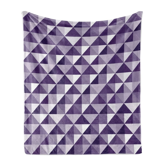 Abstract Soft Flannel Fleece Throw Blanket, Monochrome Style Triangles Forming Diagonal Squares, Cozy Plush for Indoor and Outdoor Use, 60" x 80", Quartz Purple Grey, by Ambesonne