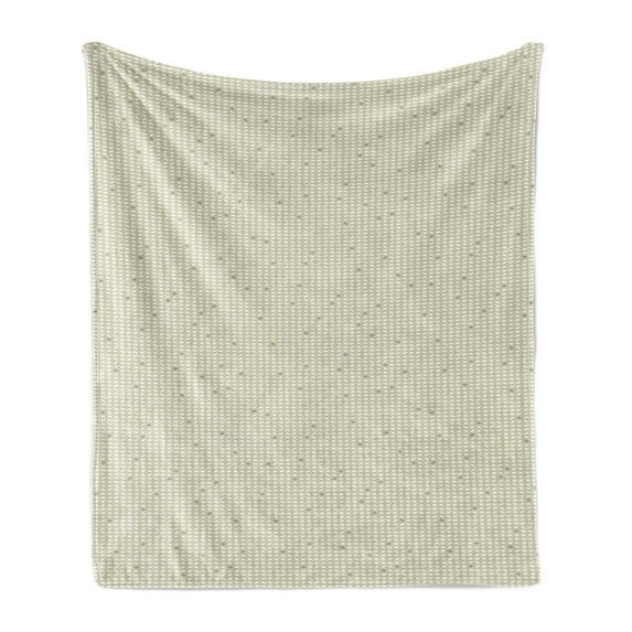 Abstract Soft Flannel Fleece Throw Blanket, Natural Inspiration Symmetrical Circular Minimal Dots Print, Cozy Plush for Indoor and Outdoor Use, 50" x 60", Grey Yellow Eggshell, by Ambesonne