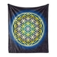 thumbnail image 1 of Abstract Soft Flannel Fleece Throw Blanket, Nature Spirals Flower of Life Energy Illustration, Cozy Plush for Indoor and Outdoor Use, 50" x 70", Violet Blue Indigo, by Ambesonne, 1 of 5