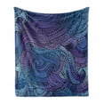 thumbnail image 1 of Abstract Soft Flannel Fleece Throw Blanket, Ocean Inspired Graphic Paisley Swirled Hand Drawn Artwork Print, Cozy Plush for Indoor and Outdoor Use, 50" x 70", Purple Blue, by Ambesonne, 1 of 6