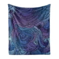 thumbnail image 1 of Abstract Soft Flannel Fleece Throw Blanket, Ocean Inspired Graphic Paisley Swirled Hand Drawn Artwork Print, Cozy Plush for Indoor and Outdoor Use, 70" x 90", Purple Blue, by Ambesonne, 1 of 6