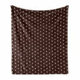 thumbnail image 1 of Abstract Soft Flannel Fleece Throw Blanket, Old Fashioned Retro Polka Dots Motif Feminine Fashion Repeating Rounds Print, Cozy Plush for Indoor and Outdoor Use, 50" x 70", Brown Beige, by Ambesonne, 1 of 6