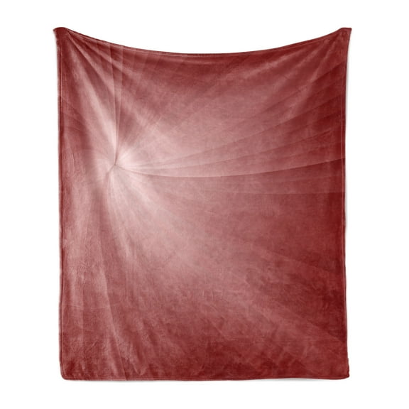 Abstract Soft Flannel Fleece Throw Blanket, Ombre Effect Twirling Rays Futuristic Lines Spiral Design Print, Cozy Plush for Indoor and Outdoor Use, 60" x 80", Burgundy Dried Rose, by Ambesonne