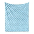 thumbnail image 1 of Abstract Soft Flannel Fleece Throw Blanket, Oval Shaped Linked Egg Form Style Retro Symmetric Simplistic Design, Cozy Plush for Indoor and Outdoor Use, 50" x 60", Sky Blue White, by Ambesonne, 1 of 5