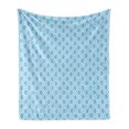 thumbnail image 1 of Abstract Soft Flannel Fleece Throw Blanket, Oval Shaped Linked Egg Form Style Retro Symmetric Simplistic Design, Cozy Plush for Indoor and Outdoor Use, 60" x 80", Sky Blue White, by Ambesonne, 1 of 5