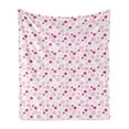 thumbnail image 1 of Abstract Soft Flannel Fleece Throw Blanket, Pastel Circles Geometric Round Ovals with Hand Drawn Wavy Stripes, Cozy Plush for Indoor and Outdoor Use, 70" x 90", Magenta Pale Pink, by Ambesonne, 1 of 5