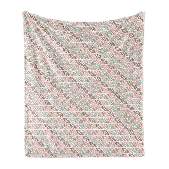 Abstract Soft Flannel Fleece Throw Blanket, Pastel Triangles with Polka Dots Pattern Bohemian Inspirations Geometric Design, Cozy Plush for Indoor and Outdoor Use, 50" x 60", Multicolor, by Ambesonne