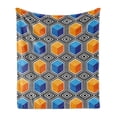 thumbnail image 1 of Abstract Soft Flannel Fleece Throw Blanket, Pattern of Rhythmic Optical Illusion Cubes and Rhombus Motifs in Lively Tones, Cozy Plush for Indoor and Outdoor Use, 60" x 80", Multicolor, by Ambesonne, 1 of 5