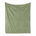 thumbnail image 1 of Abstract Soft Flannel Fleece Throw Blanket, Pattern of Symmetric Mini Rectangles Connected with Streaks, Cozy Plush for Indoor and Outdoor Use, 50" x 60", Lime Green Taupe Grey, by Ambesonne, 1 of 5