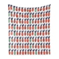 thumbnail image 1 of Abstract Soft Flannel Fleece Throw Blanket, Pineapples with Triangles Lines and Checkered Squares Fruit Design, Cozy Plush for Indoor and Outdoor Use, 50" x 60", Dark Coral Dark Blue, by Ambesonne, 1 of 5