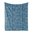 thumbnail image 1 of Abstract Soft Flannel Fleece Throw Blanket, Print of Hand Drawn Sketchy Lines Arrangement in Bicolor Tones, Cozy Plush for Indoor and Outdoor Use, 50" x 70", Dark Sky Blue and Ivory, by Ambesonne, 1 of 5