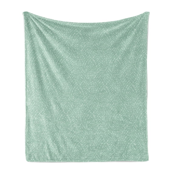 Abstract Soft Flannel Fleece Throw Blanket, Repetitive Design Geometric Points Lines Braided Look Pattern, Cozy Plush for Indoor and Outdoor Use, 70" x 90", Almond Green and Mint Green, by Ambesonne