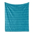 thumbnail image 1 of Abstract Soft Flannel Fleece Throw Blanket, Repetitive Diamond Lines and Stripes Bicolored Triangle Motifs Monochrome Details, Cozy Plush for Indoor and Outdoor Use, 50" x 60", Sea Blue, by Ambesonne, 1 of 5