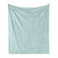 thumbnail image 1 of Abstract Soft Flannel Fleece Throw Blanket, Repetitive Geometric Pattern with Shapes and Dots Funky Design Graphic, Cozy Plush for Indoor and Outdoor Use, 50" x 70", Seafoam and White, by Ambesonne, 1 of 6