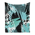 thumbnail image 1 of Abstract Soft Flannel Fleece Throw Blanket, Retro 90s Style Negative Exposure Effect Expressive Ink Pattern, Cozy Plush for Indoor and Outdoor Use, 70" x 90", Pale Blue Aqua, by Ambesonne, 1 of 5