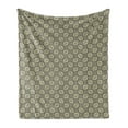 thumbnail image 1 of Abstract Soft Flannel Fleece Throw Blanket, Retro Style Spots and Tapered Lines Arranged in Wavy Diagonal Order, Cozy Plush for Indoor and Outdoor Use, 60" x 80", Khaki Black and Ivory, by Ambesonne, 1 of 5